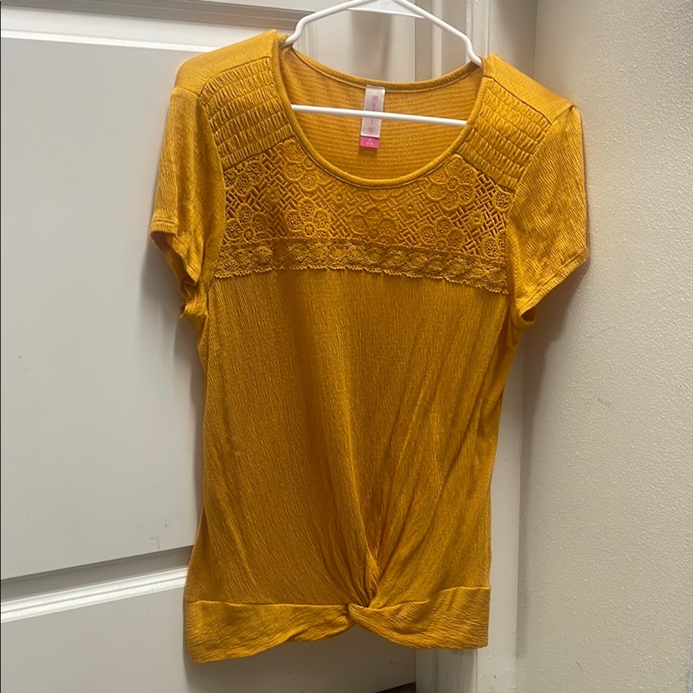 Yellow Lace Detail Women's Top